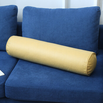 夏赫丽牛皮沙发手枕头枕支撑长条沙发加高靠背科技布圆柱枕颈椎客厅抱