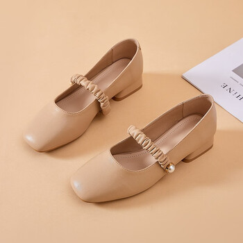 梵侈赫尔轻奢品牌小皮鞋女夏季薄款2021新款女鞋法式晚晚温柔粗跟中跟