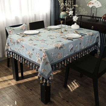 红木实木茶几布客厅茶台茶桌布方桌餐桌桌布中国风迪瑞尔蓝6060cm方形