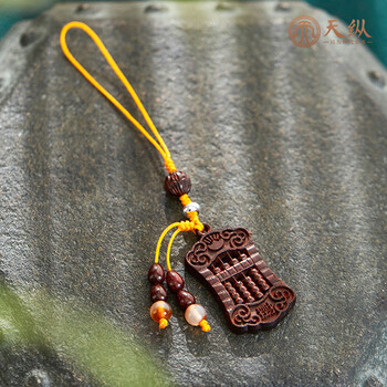 印度小叶紫檀如意算盘小挂件 学名檀香紫檀 红木无事牌毛衣挂链吊坠