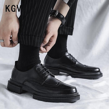 g.v男鞋布洛克皮鞋英伦风厚底增高正装休闲西装结婚