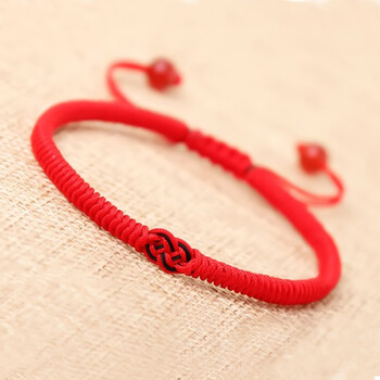本命年红绳男女款转运手绳中国结手工编织红玛瑙手链红绳红结款