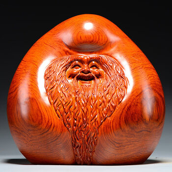 花梨木雕寿桃摆件老寿星红木雕刻工艺品送长辈老人祝寿生日送礼品花梨