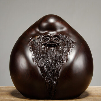 欧柏历  花梨木雕寿桃摆件老寿星红木雕刻工艺品送长辈老人祝寿生日送