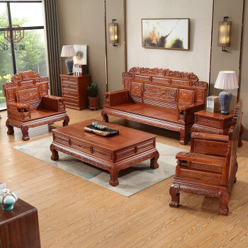 捷兆菠萝格实木沙发五件套菠萝格实木沙发沙明清仿古雕花沙发中式古典