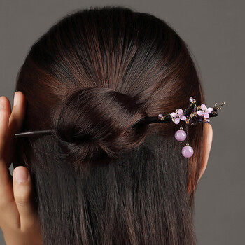 古语今风发簪古风盘发步摇簪子中国风简约现代日常木簪流苏发钗紫色头饰女蝶恋丁香 图片价格品牌报价 京东