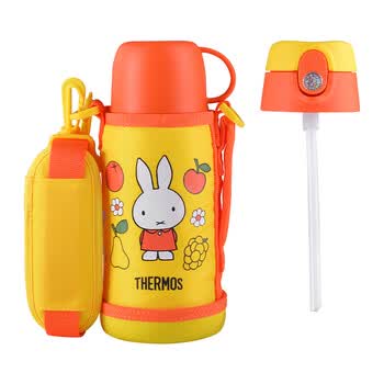 膳魔师保温杯儿童运动水壶小学生双盖带吸管便携水杯配原装杯套fjo600