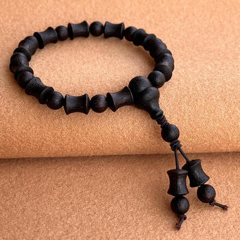 岭弥女款降真香木小精品竹节珠配圆珠搭配文玩手串硬黑油手链