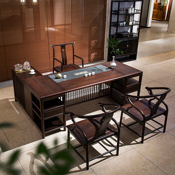 欢晌非洲檀木明韵转角茶桌新中式茶台218明韵转角茶桌