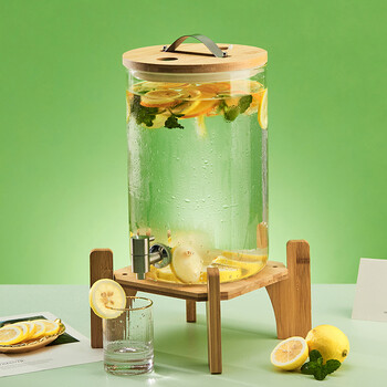 两只蜜蜂凉水壶带龙头冷水壶玻璃耐高温大容量饮料果汁桶柠檬水容器