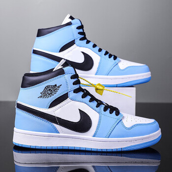 新款摩擦有声斐瑞塞恩运动鞋子男休闲板鞋aj高邦运动篮球潮 aj大学蓝