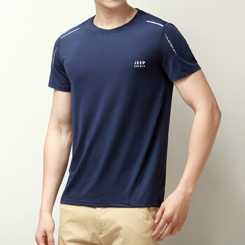 jeepspirit夏季新款冰丝t恤短袖圆领上衣情侣男士运动健身轻薄夏季