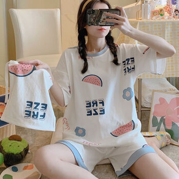 中学生睡衣女生家居服青少年睡衣女夏夏天棉睡衣女夏季薄款可爱西瓜
