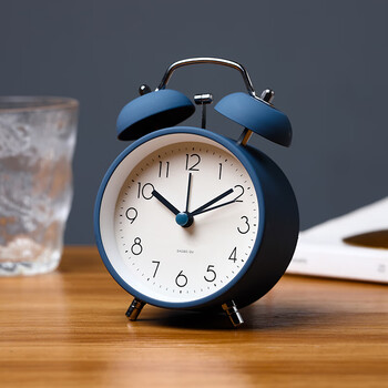 珠佩丽金属闹钟学生用儿童男孩起床神器卧室床头静音钟表台钟表大声音