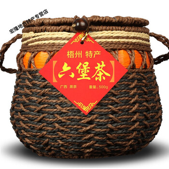 8年梧州广西特级黑茶特产500g克陈香足礼盒装茶叶 篓装