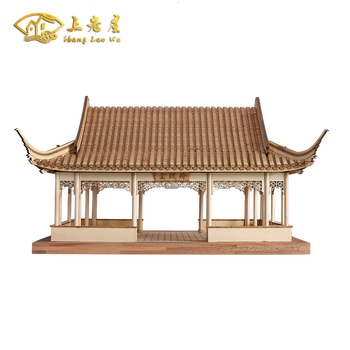 枳记家古建筑模型木质成品摆件乔迁软装饰品挂大厅现货玲珑馆新中式禅意大气中国风客厅创意软装饰品玲珑堂简化版