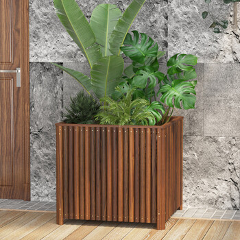 防腐木花箱阳花盆台户外庭院碳化实木质种菜树花槽特大方形种植箱方形