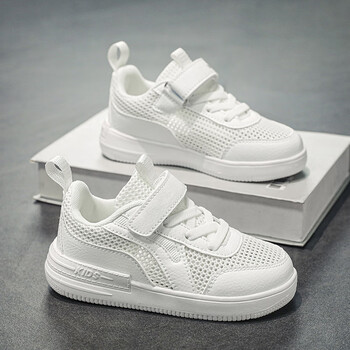 小白鞋男童女童透气网鞋白鞋夏季幼儿园小学生白色运动鞋板鞋白色28