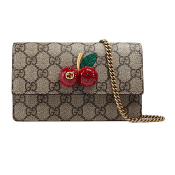 gucci古驰女包女士时尚双g印花樱桃单肩斜挎迷你包t8694520送礼七夕