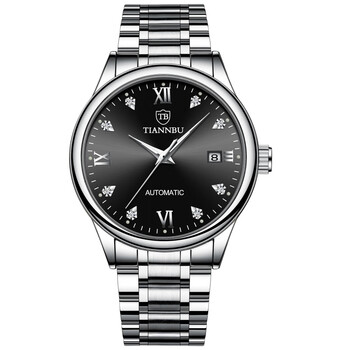 tiannbu机械表防水全自动机械手表日历男士商务休闲夜光间金金面