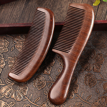 大号天然檀香木头梳子正品旗舰店桃木家用长发男女专用静电 檀木梳圆