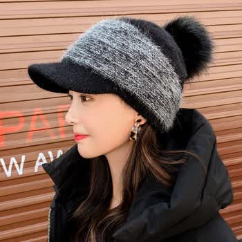 羞涩吧冬季帽子女冬天毛线帽女士秋冬款保暖加绒棒球帽韩版潮中老年针织帽鸭舌帽黑色均码 55cm 59cm 图片价格品牌报价 京东