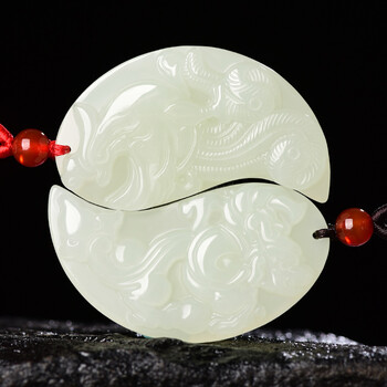 博皓定制和田玉情侣龙凤吊坠一对男女款玉佩挂件生日定情礼物白玉石