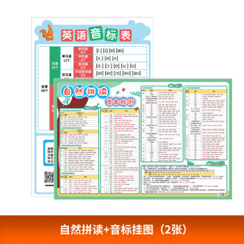 小学英语自然拼读发音规则表phonics教材同步教学教具墙贴有声挂自然拼读 音标挂图 2张 图片价格品牌报价 京东