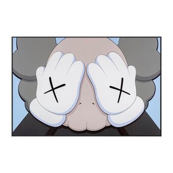 客厅装饰画kaws挂画潮流装饰画当代艺术波普风捂脸公仔画卡通壁画a80