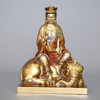 七宝莲 台湾铜文殊普贤家用文殊普贤佛像铜工艺品摆件 16寸普贤菩萨