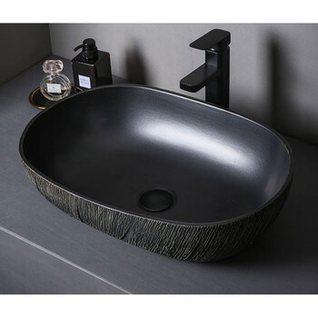 黑色陶瓷台上盆复古洗手盆面盆卫生间家用洗脸盆阳台水盆户外台盆单层