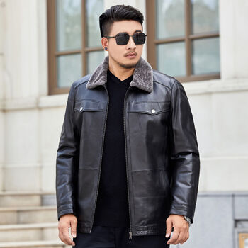 高端轻奢 真皮羽绒服男加肥加大码肥佬绵羊皮皮衣胖子冬装皮特大号