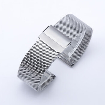 nomos诺莫斯手表带实心钢带男女双保险扣编织网带防水金属表链20银色