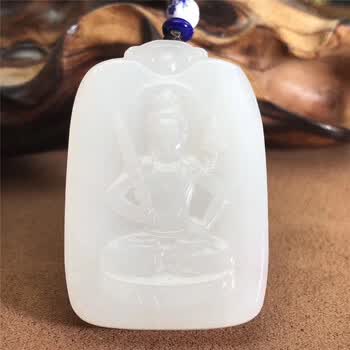 臻藏家【陈华作品】天然和田玉《虚空藏菩萨》籽料吊坠苏州名家