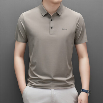 七匹狼2024夏季新款桑蚕丝男士t恤休闲精品中年爸爸装纯色短袖上衣薄