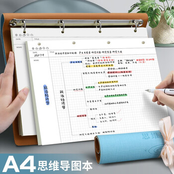 法拉蒙 康奈尔笔记本本子活页本可拆卸替换内芯思维导图本活页纸横线本软皮考研计划本定制 【思维导图活页本】A4-天蓝色