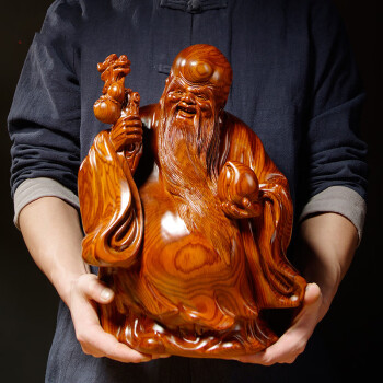 梵粟黄花梨木雕寿星翁摆件实木雕刻工艺品南极老人星寿公老寿星祝寿