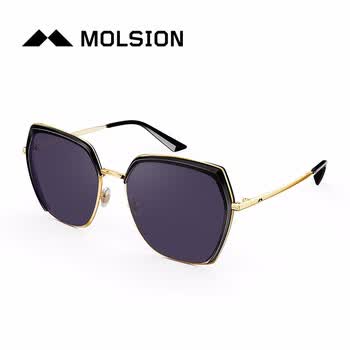 陌森molsion太阳镜女新款多边形摩登太阳眼镜女ms6076c10紫灰色全色
