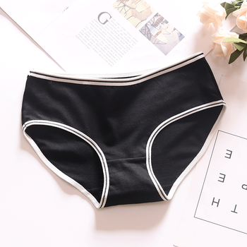 旷美初中生女生内裤 纯棉可爱2-4条装内裤女学生韩版棉中腰初中 3条黑