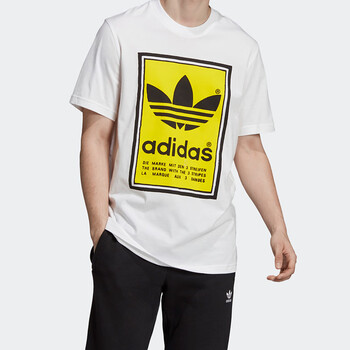 阿迪达斯adidas三叶草系列情人节限定爱心印花大logo情侣款运动休闲