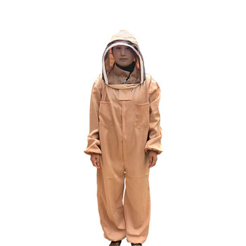 太空连体蜂服养蜂工具加厚护服养蜂服蜂衣卡其色l身高160170cm太空