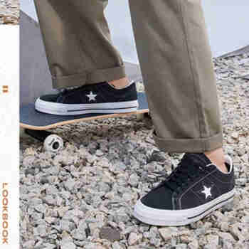 匡威（Converse）帆布鞋男新款ONE STAR情侣经典女鞋休闲鞋翻毛皮低帮板鞋 171327C/黑色/主推款 40