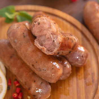 de xin)黑胡椒味纯肉烤肠500g  10根独立包装17年品质企业猪肉香肠