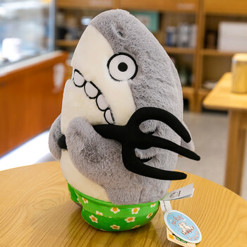 梦不落傻叉玩偶创意呆萌傻叉公仔网红毛绒玩具鲨鱼搞怪玩偶七夕情人节