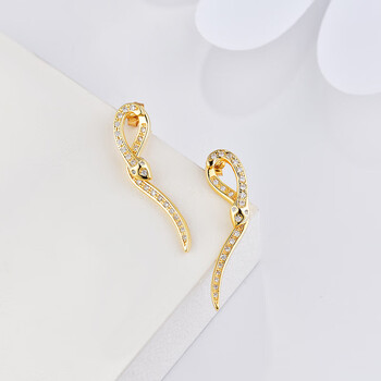山头林村新款欧美925耳钉小蛇耳饰ins冷淡风简约气质小巧精致耳坠18k