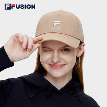 fila fusion斐乐潮牌棒球帽中性时尚休闲鸭舌帽运动遮阳帽 藜麦卡其