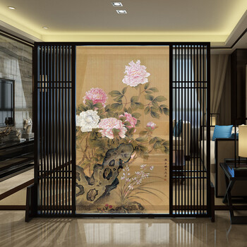 北欧大小户型移动屏风简约现代中式实木环保客厅玄关隔断风水半透明纱
