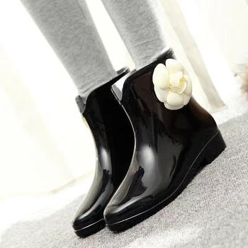 纯门女时尚短筒雨鞋女防滑女水鞋低帮雨鞋短款水靴短筒蝴蝶结加绒雨季