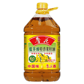 鲁花低芥酸特香菜籽油5l食用油物理压榨家用炒菜粮油