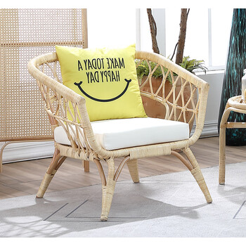 东雨菲真藤沙发民宿休闲沙发椅阳台北欧真藤编沙发腾编双人位室内庭院